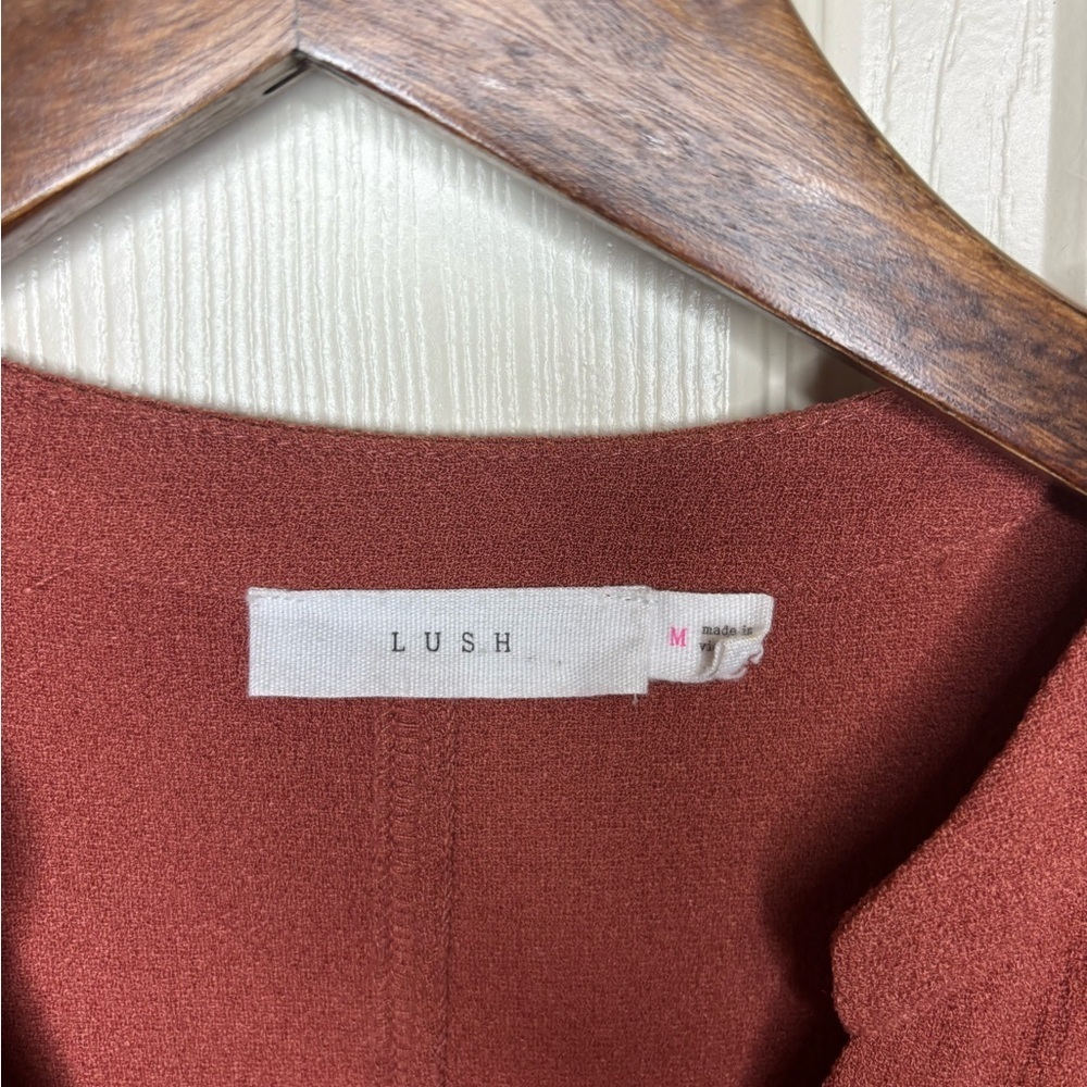 LUSH Rust Brown Short Sleeve Shift Dress | V-Neck | Size M autumn every day tim - Picture 4 of 8